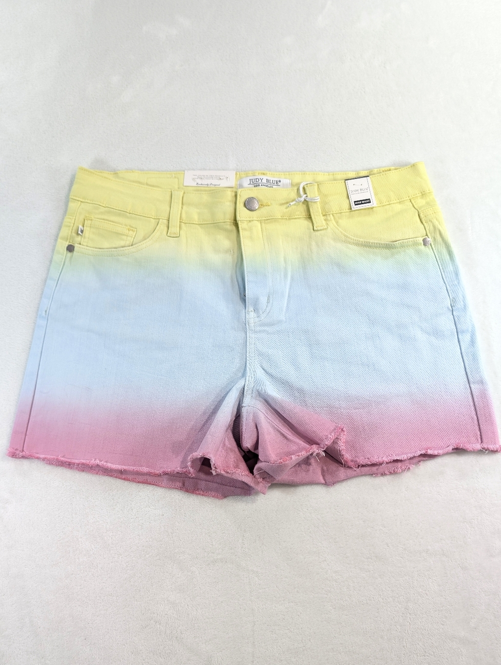 NWT Judy Blue High Rise Dip‎ Dye Cut Off Denim Shorts Size XL